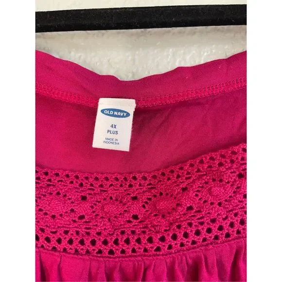 Women’s Old Navy Plus Size Square Neck Blouse Bundle in Magenta + Black size 4X - Picture 4 of 7